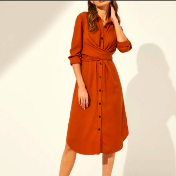 SHEIN Dresses & Skirts - •ON HOLD•Rust/Burnt Orange Button Down Dress
